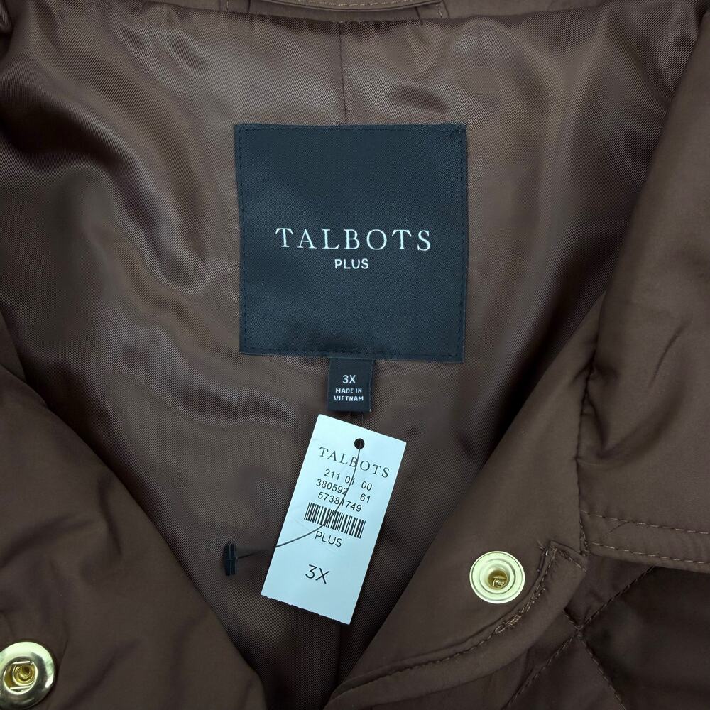 Talbots Belted Quilted Snap Button Shirt Jacket Brown Size 3X - Picture 12 of 12